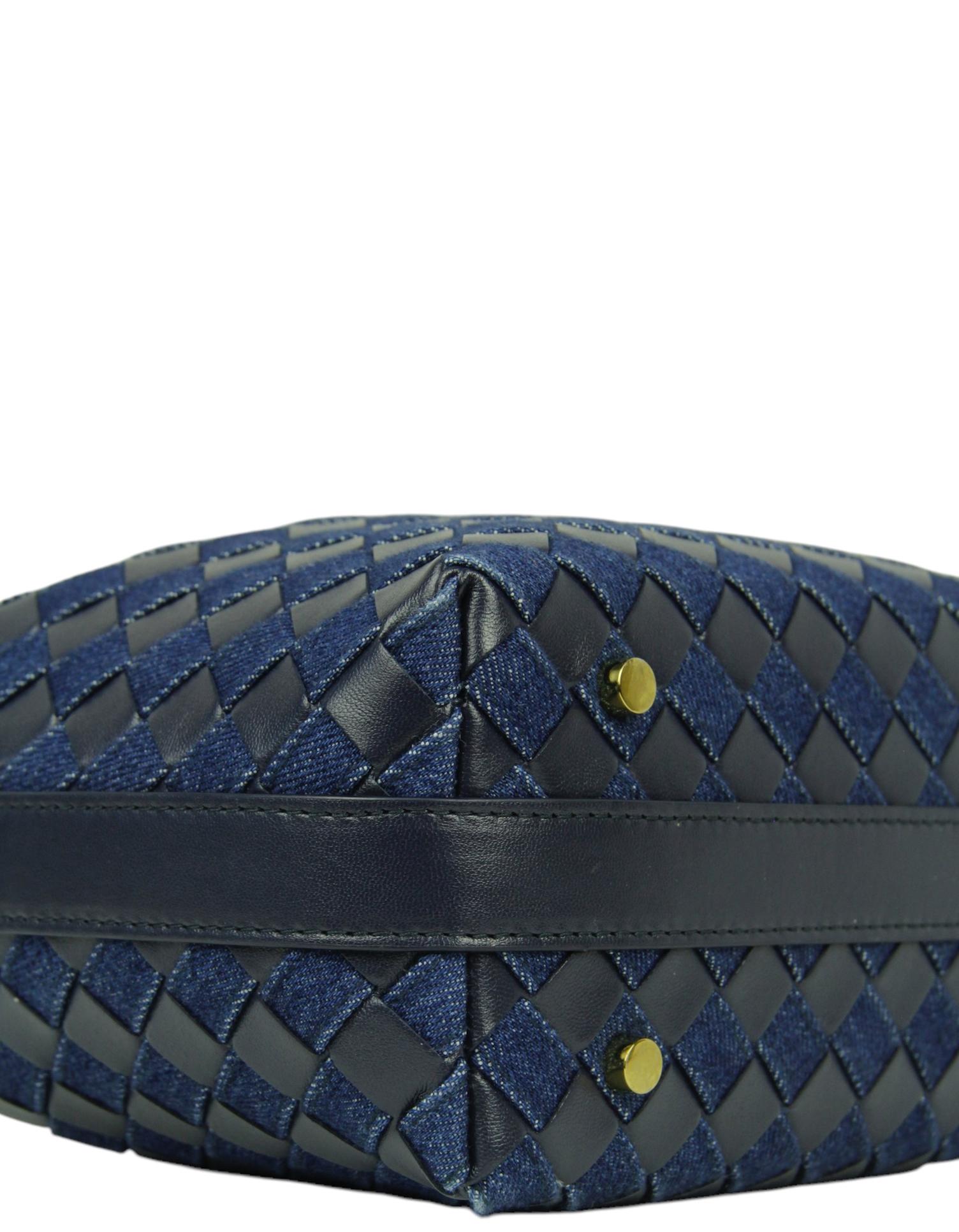 Mini sac Wallace Abysss/Indigo Intrecciato Bottega Veneta Excellent état à New York, NY