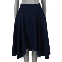 BOTTEGA VENETA Abysse blue cotton 2022 HIGH-LOW CANVAS MIDI Skirt 36 XS to S