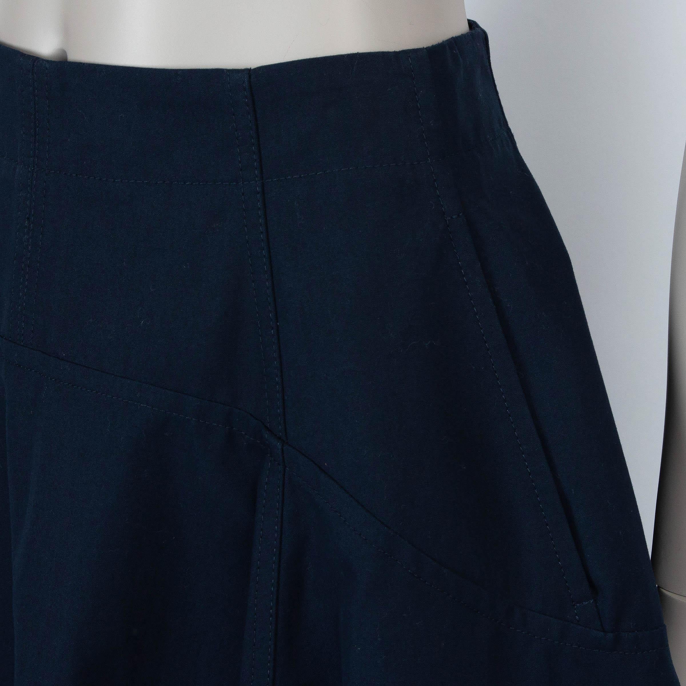 BOTTEGA VENETA Jupe midi en coton bleu Abysse 2022 HIGH-LOW CANvas 36 XS to S Pour femmes en vente