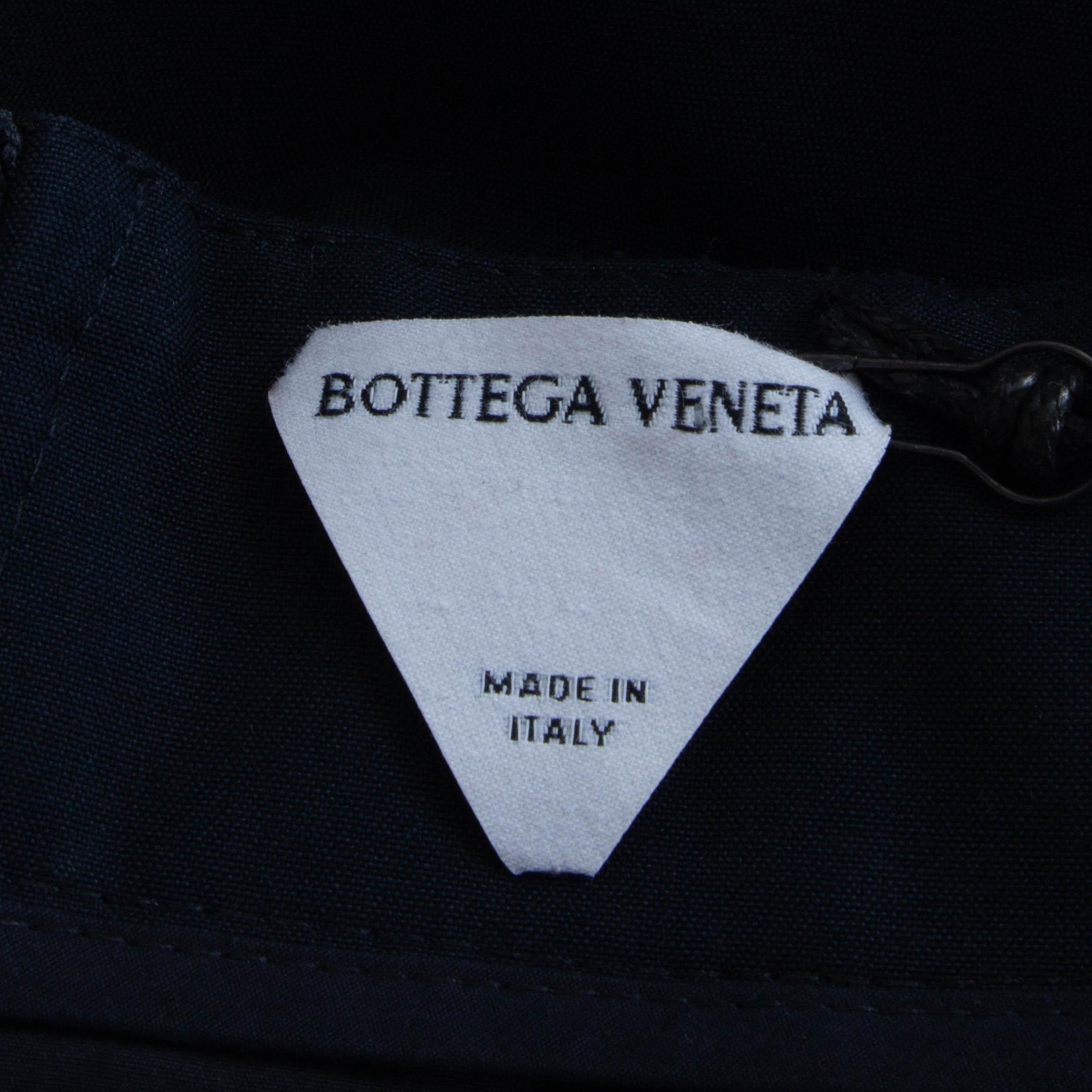 BOTTEGA VENETA Jupe midi en coton bleu Abysse 2022 HIGH-LOW CANvas 36 XS to S en vente 1