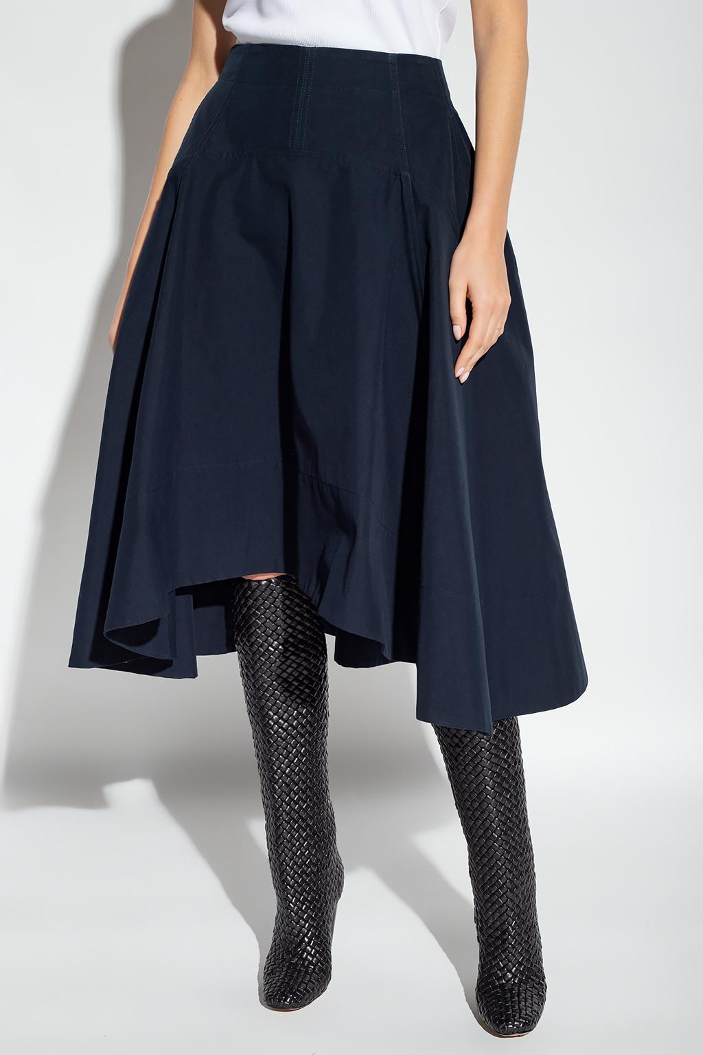 BOTTEGA VENETA Jupe midi en coton bleu Abysse 2022 HIGH-LOW CANvas 36 XS to S en vente 2