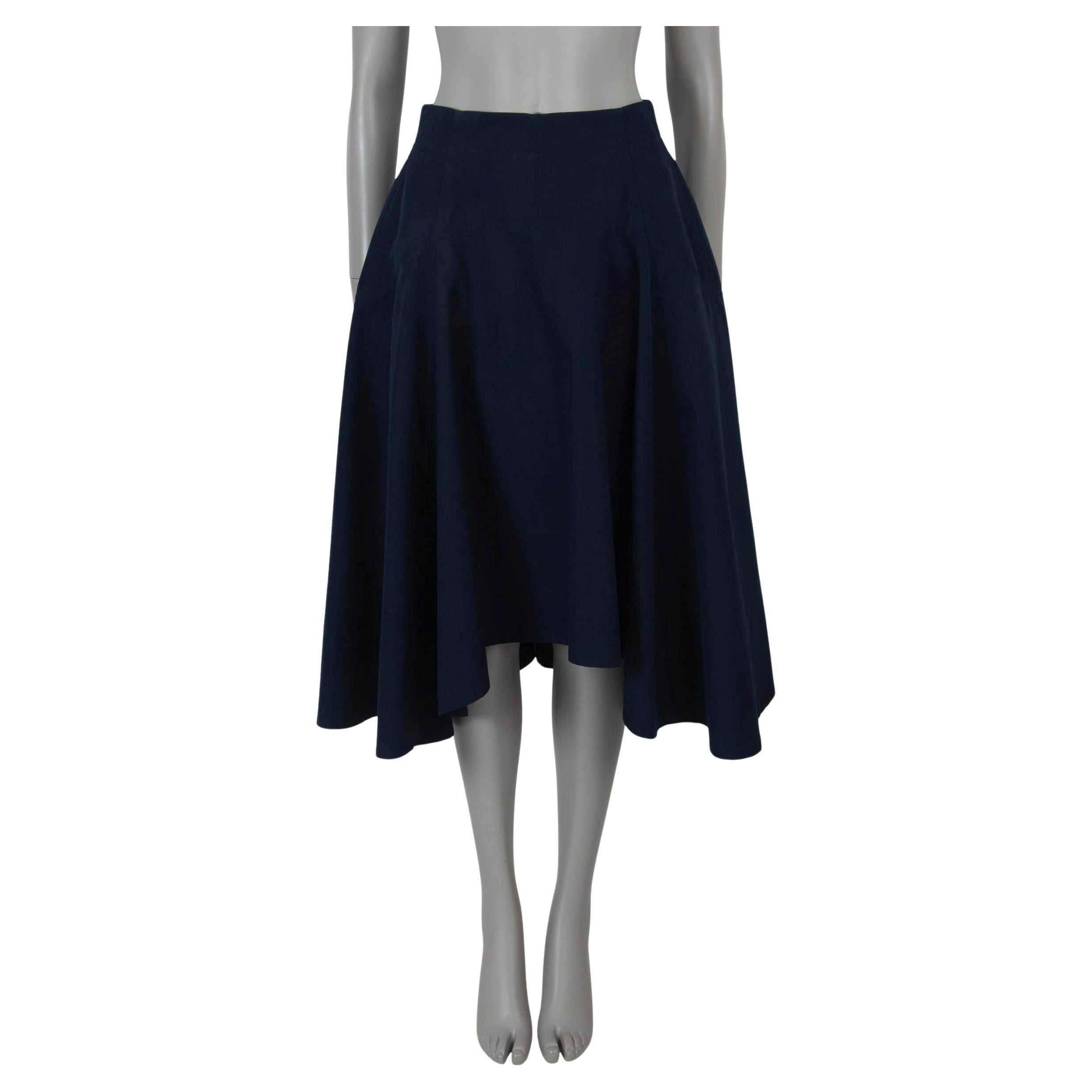 BOTTEGA VENETA Abysse blue cotton 2022 HIGH-LOW CANVAS MIDI Skirt 36 XS to S