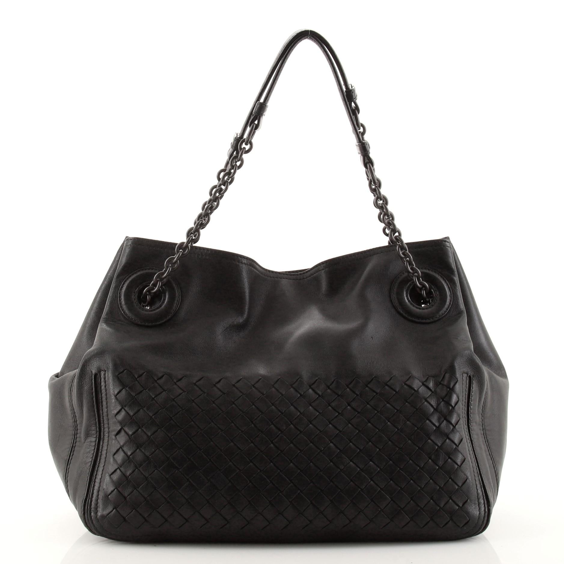 Bottega Veneta Akkordeon-Ketten-Tasche Leder und Intrecciato Nappa Medium im Zustand „Relativ gut“ in NY, NY