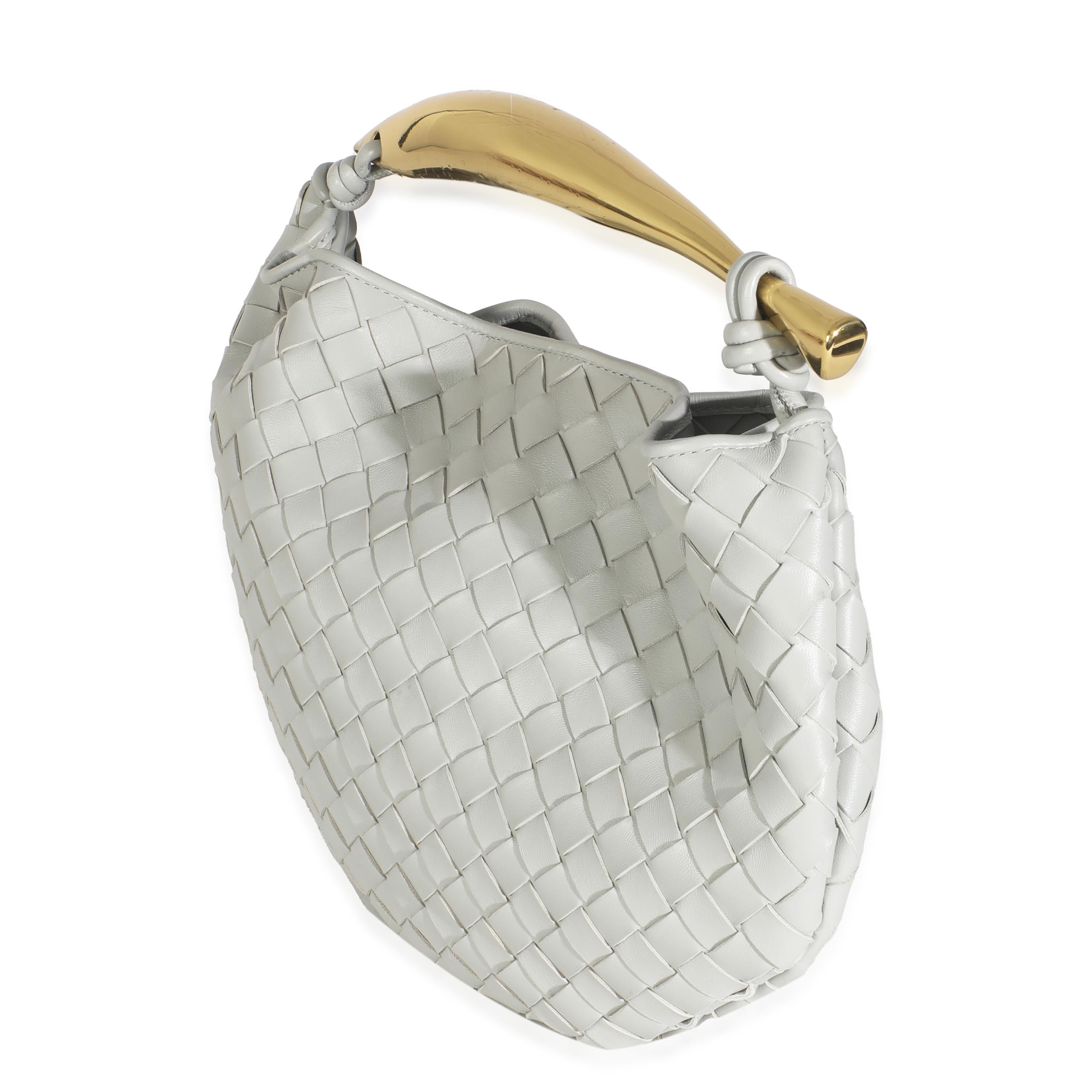 Bottega Veneta Agate Grey Nappa Intrecciato Sardine Bag In Excellent Condition For Sale In New York, NY