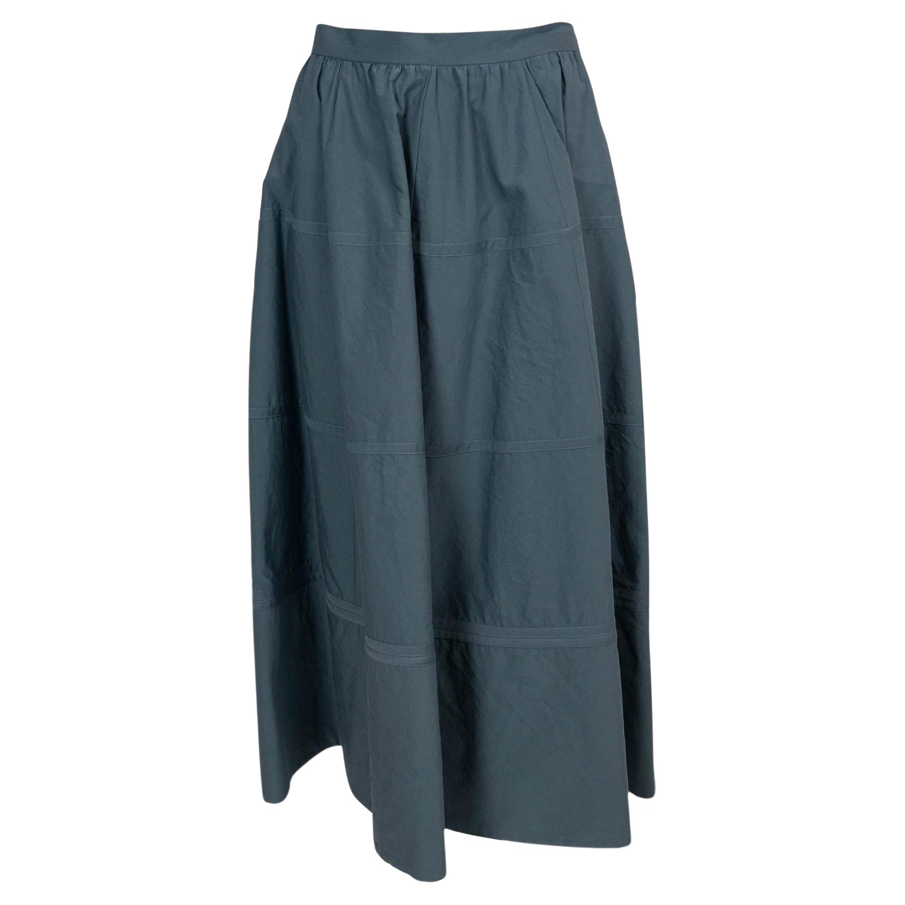 BOTTEGA VENETA Falda MIDI PANELADA 2018 de algodón azul 40 S