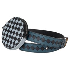 BOTTEGA VENETA airforce blue Intrecciato leather 2019 ROUND BELT Bag