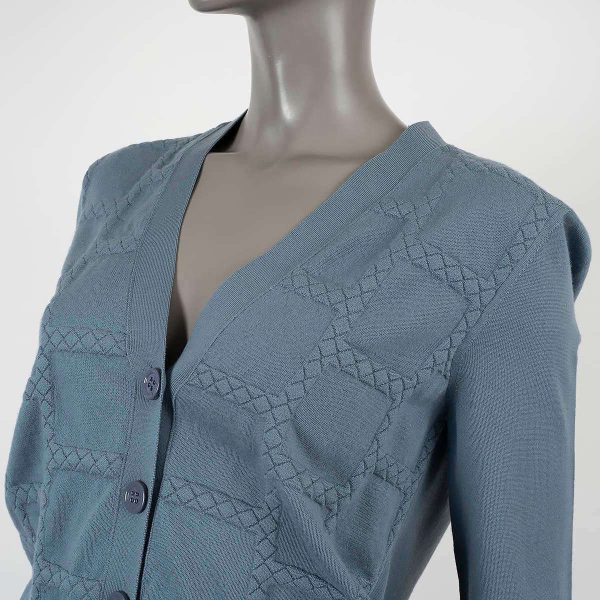BOTTEGA VENETA airforce blue wool 2018 TEXTURED Cardigan Sweater 40 S For Sale 1