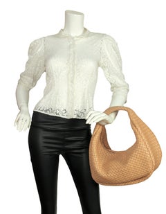 Bottega Veneta Almond Beige Leather Padded Jodie Hobo Bag rt. $6, 200