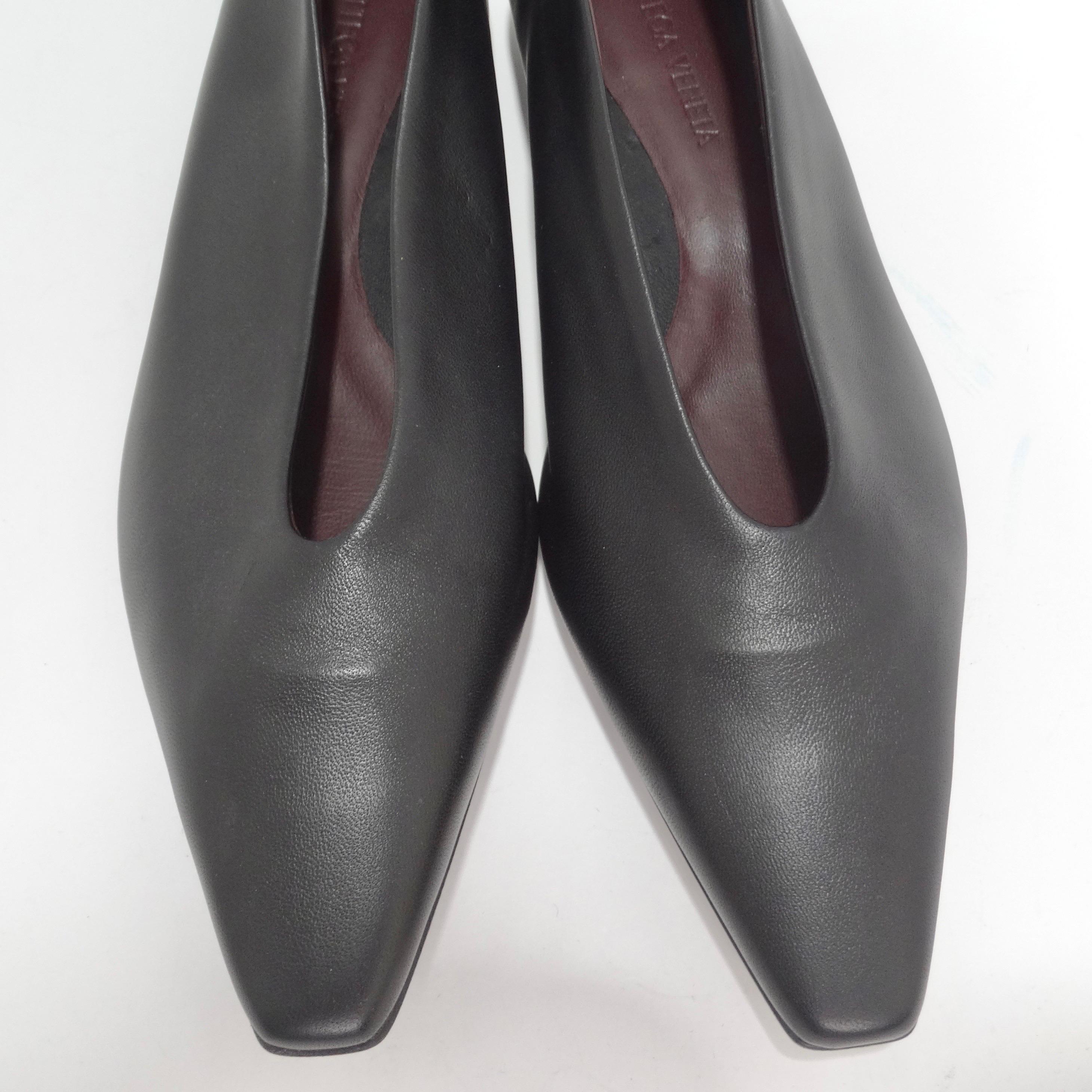 Bottega Veneta Almond Black Leather Flats 1