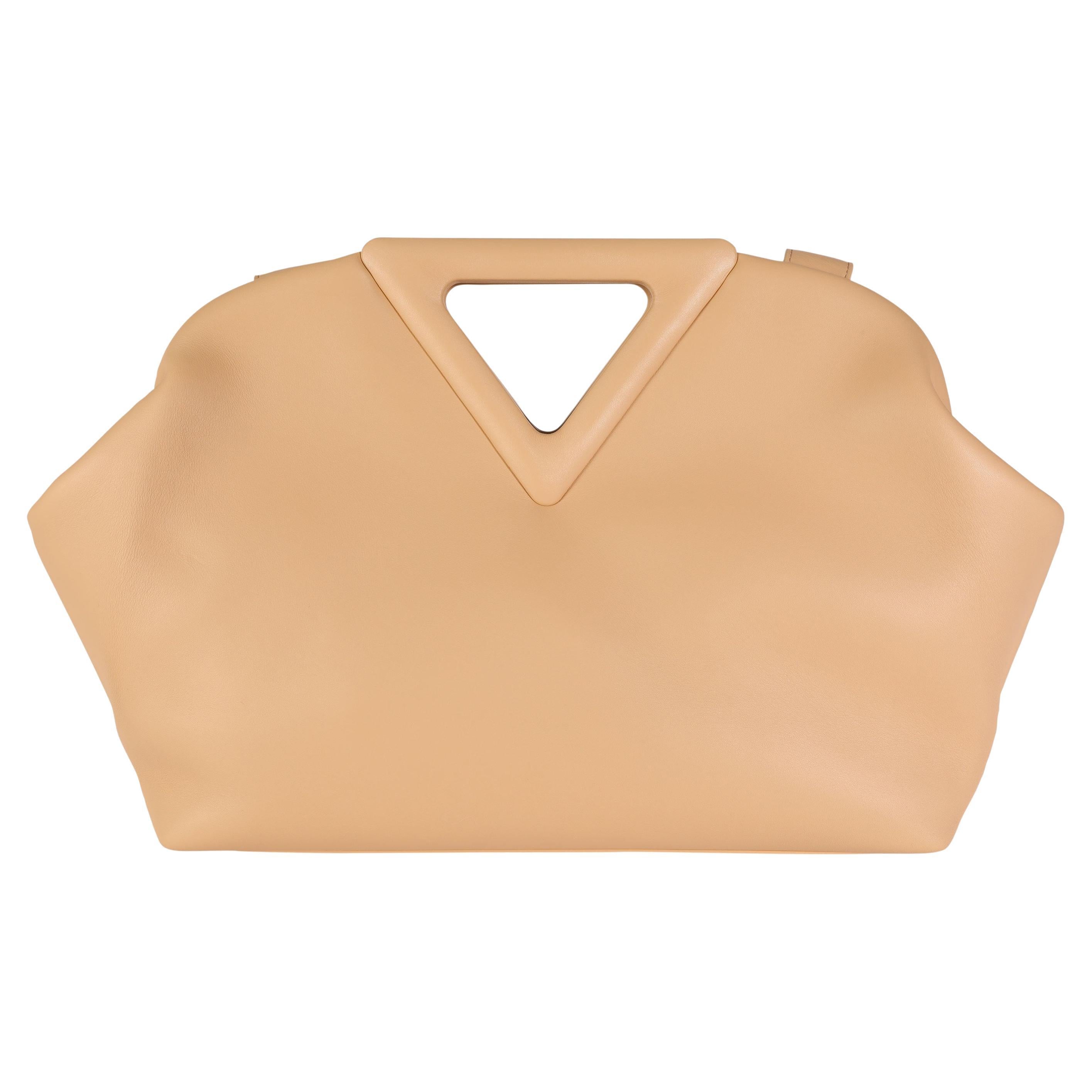 Bottega Veneta Almond Calfskin Leather Medium Point Bag For Sale