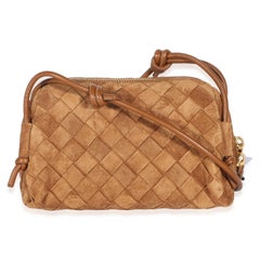 Bottega Veneta Amber Suede Intrecciato Mini Concert Pouch