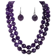 Bottega Veneta Amethyst Beaded Necklace & Matching Earrings Set