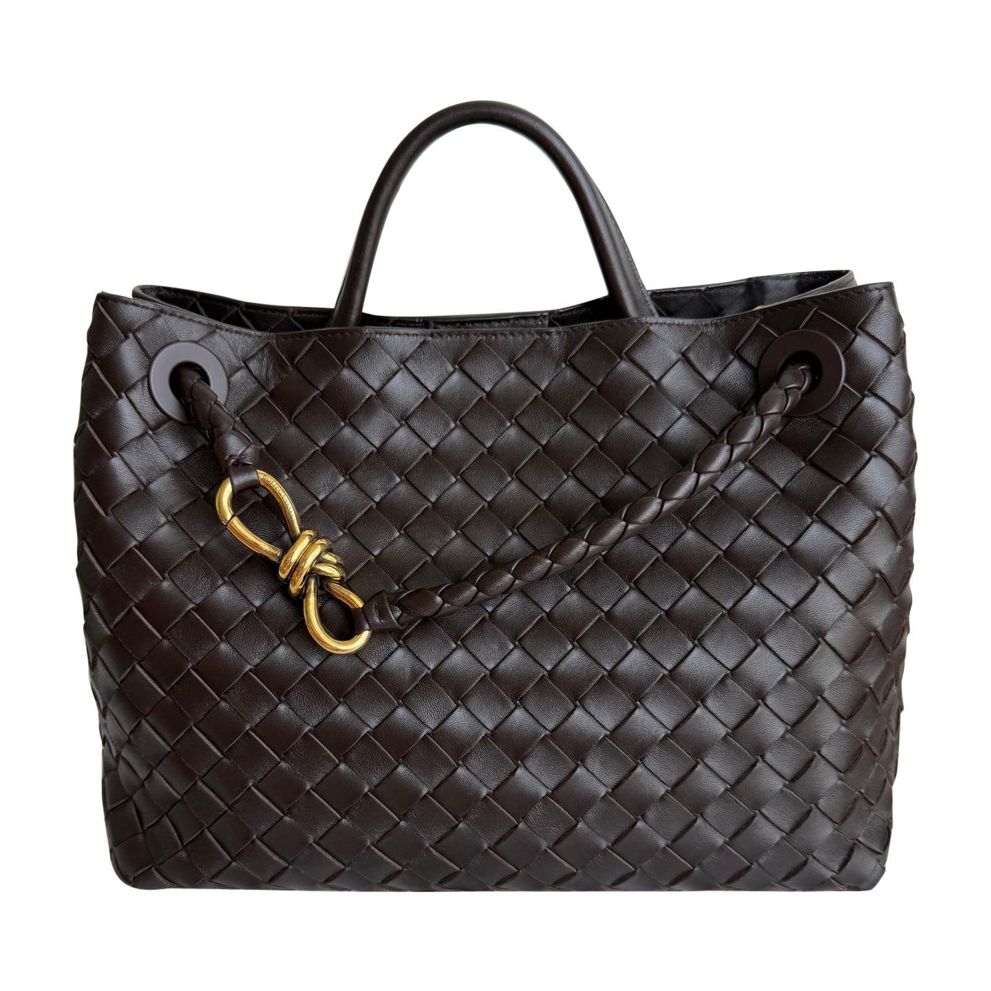 Bottega Veneta Andiamo Medium Fondant Dark Chocolate Brown Handbag