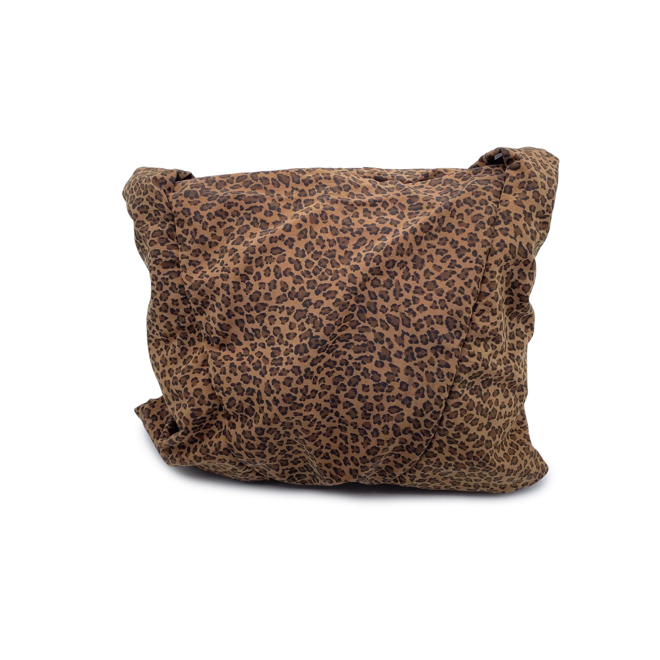 Black Bottega Veneta Animalier Leopard Fabric Tote Hobo Shoulder Bag
