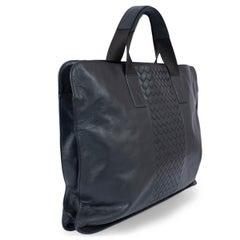 BOTTEGA VENETA anthracite gray leather INTRECCIATO SOFT BRIEFCASE Bag