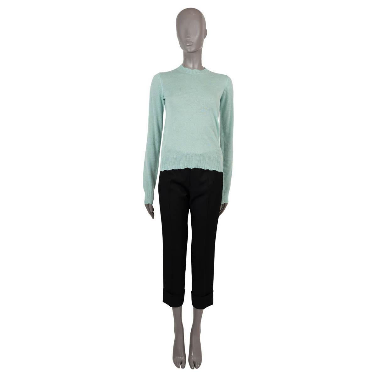 100% authentic Bottega Veneta fine-knit sweater in aqua cashmere (100%). Features a crewneck with rib-knit cuffs and hem. Has been worn and is in excellent condition.

2020 Pre-Spring

Measurements
Model	604912 VKJY0 EPBV-19-2436
Tag