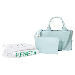 Bottega Veneta Arco 20 handbag strap in blue lambskin , GHW