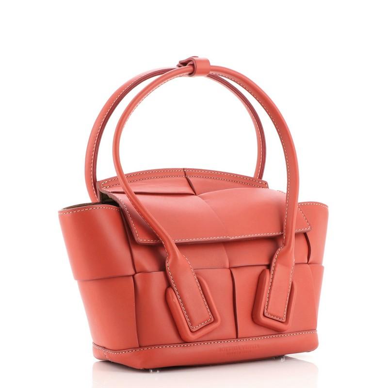 Orange Bottega Veneta Arco Bag Maxi Intrecciato Leather Mini