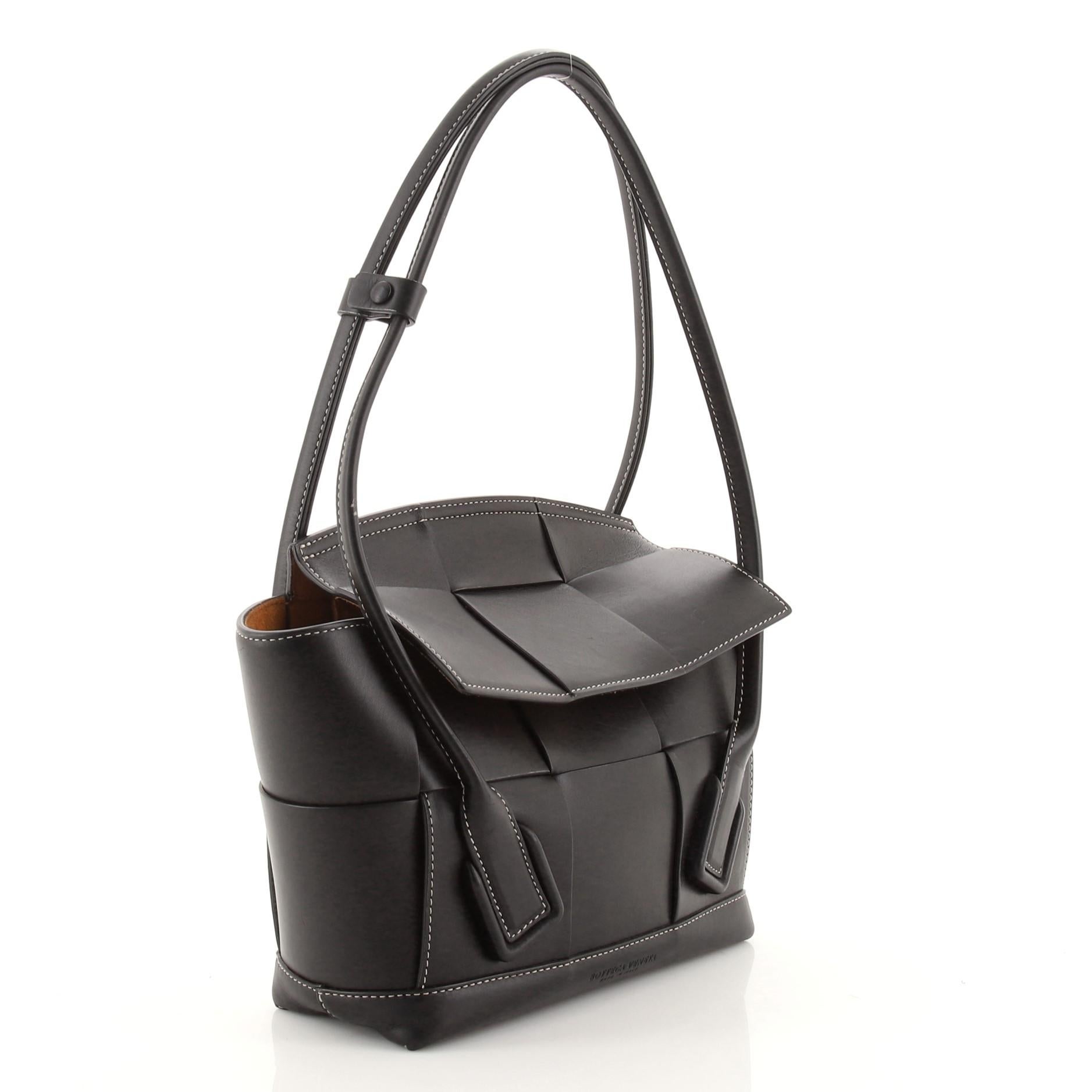 Black Bottega Veneta Arco Bag Maxi Intrecciato Leather Small