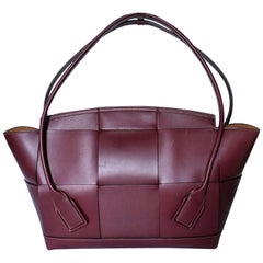 Bottega Veneta Arco Large Bordeaux Intrecciato Leather Bag