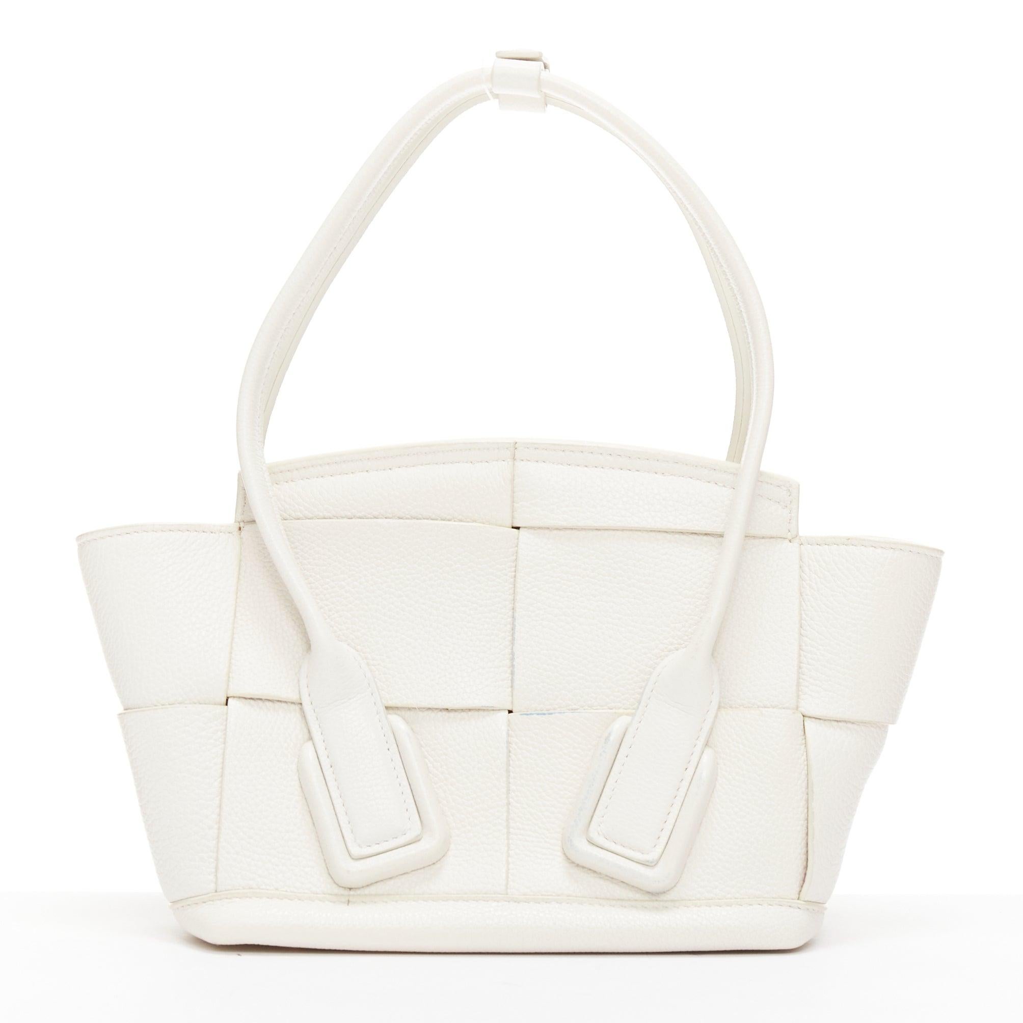 BOTTEGA VENETA Arco white textured intrecciato leather woven small crossbody bag For Sale 1