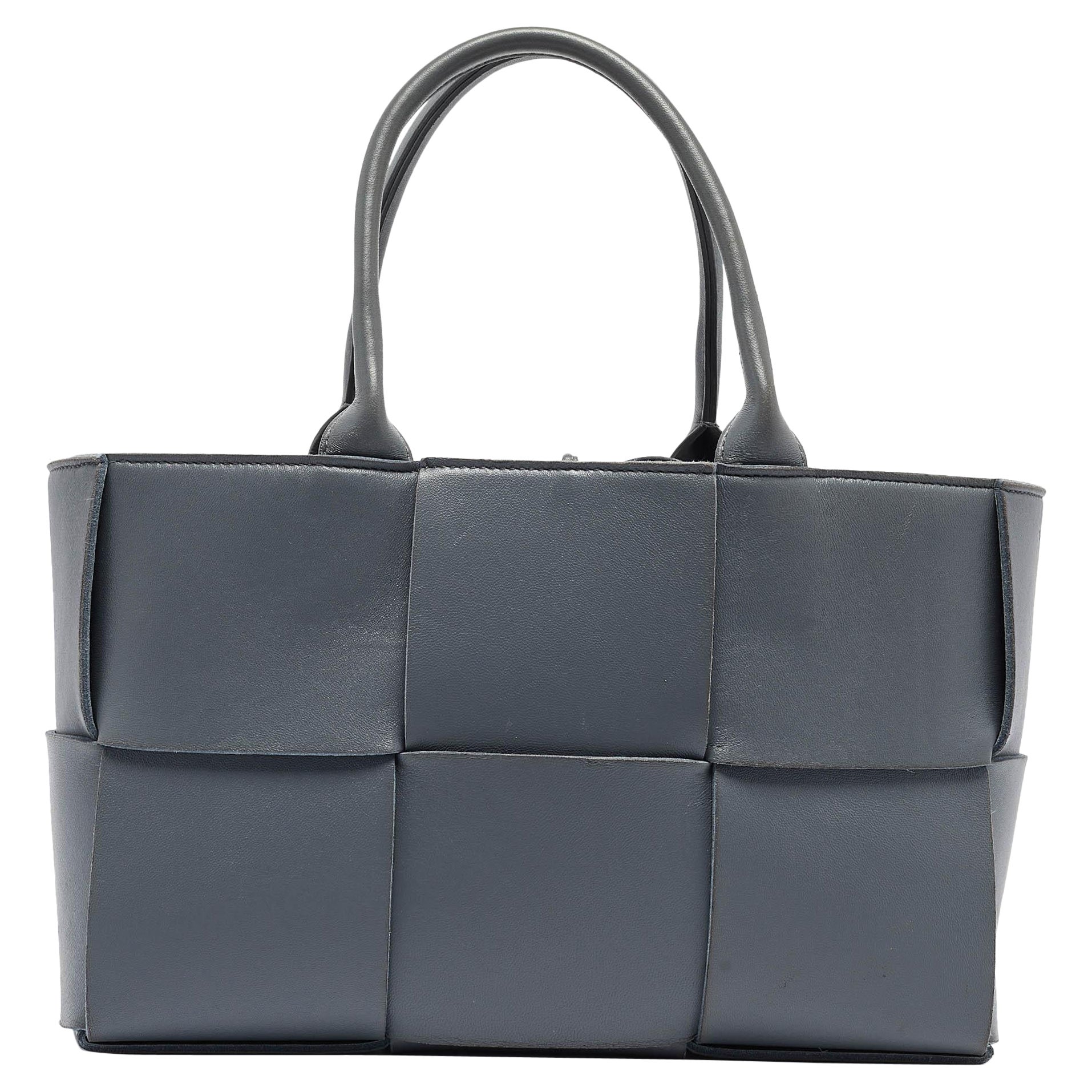 Bottega Veneta Ash Blue Intrecciato Leather Medium Arco Tote