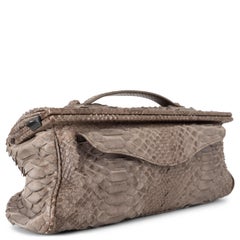 BOTTEGA VENETA Ash taupe 2008 WAXED PYTHON TOP HANDLE Clutch Bag
