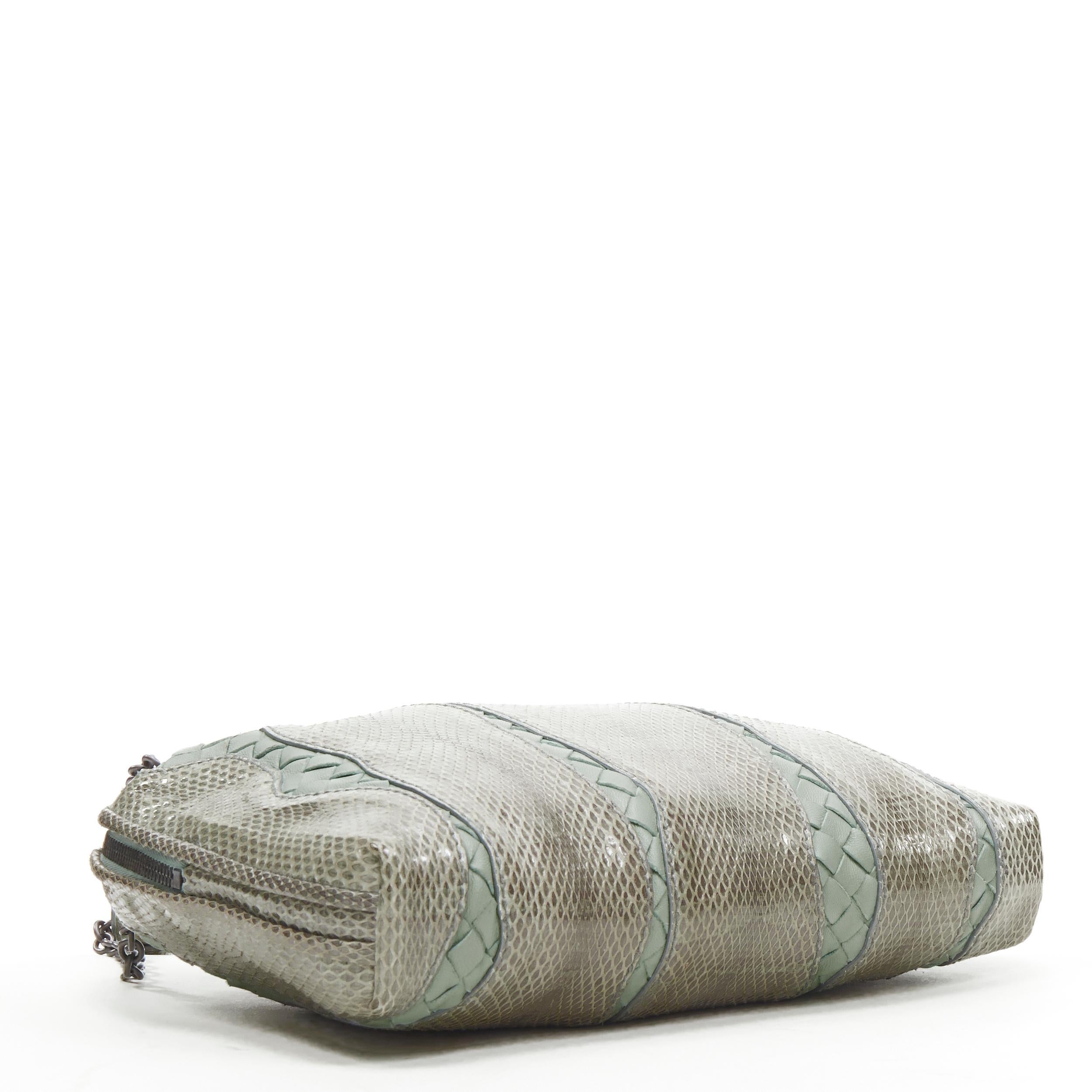 BOTTEGA VENETA Ayers watersnake green Intrecciato woven top zip crossbody bag For Sale 1