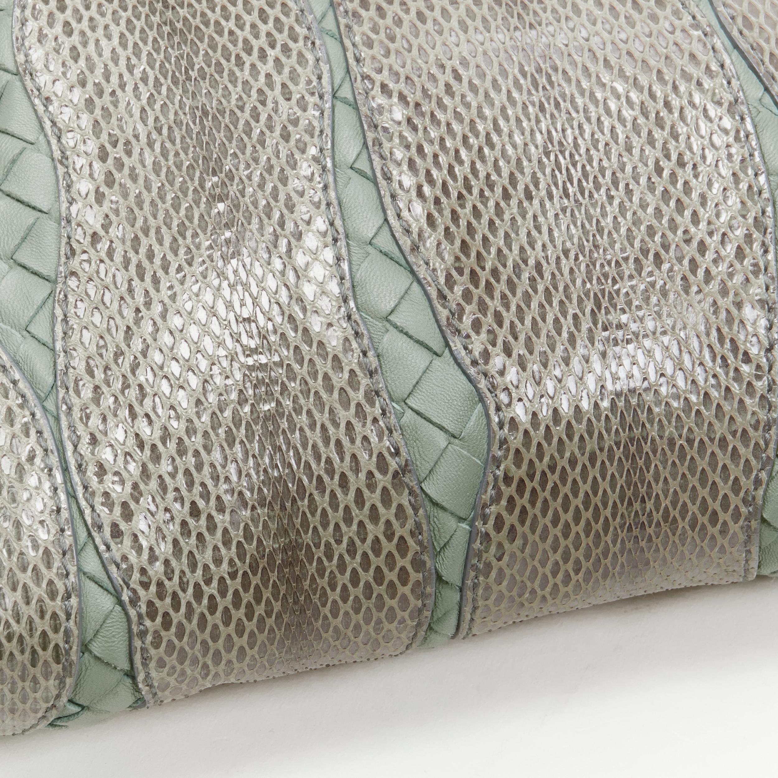 BOTTEGA VENETA Ayers watersnake green Intrecciato woven top zip crossbody bag For Sale 2