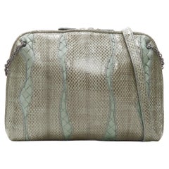 Vintage BOTTEGA VENETA Ayers watersnake green Intrecciato woven top zip crossbody bag