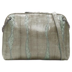 BOTTEGA VENETA Ayers watersnake green Intrecciato woven top zip crossbody bag