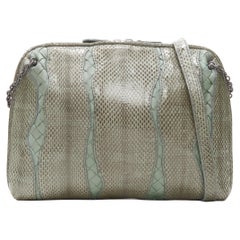 BOTTEGA VENETA Ayers watersnake mint green Intrecciato top zip crossbody ag