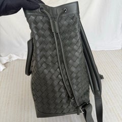 Bottega Veneta Backpack Dark Green Intrecciato Leather