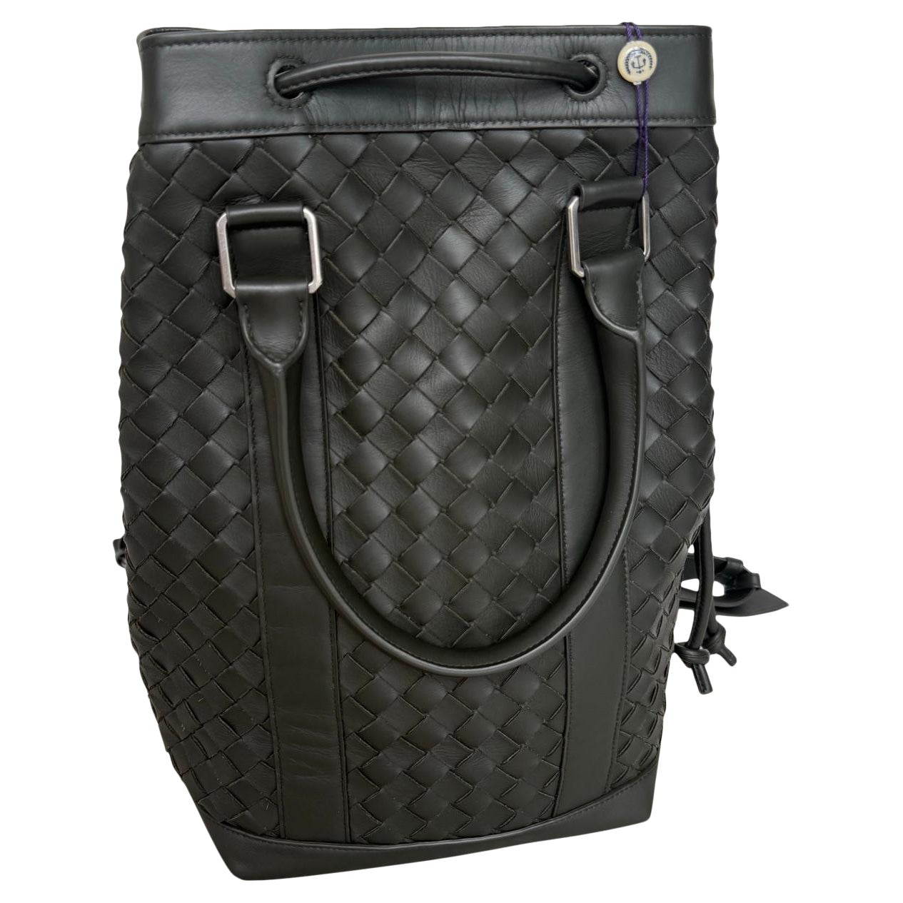 Sac à dos Bottega Veneta Cuir Intrecciato vert foncé