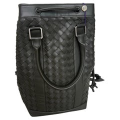 Sac à dos Bottega Veneta Cuir Intrecciato vert foncé