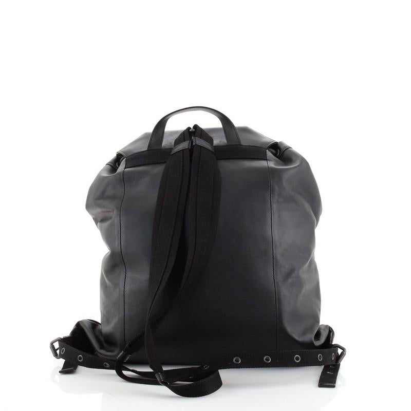 Bottega Veneta Backpack Leather with Intrecciato Large In Good Condition In NY, NY