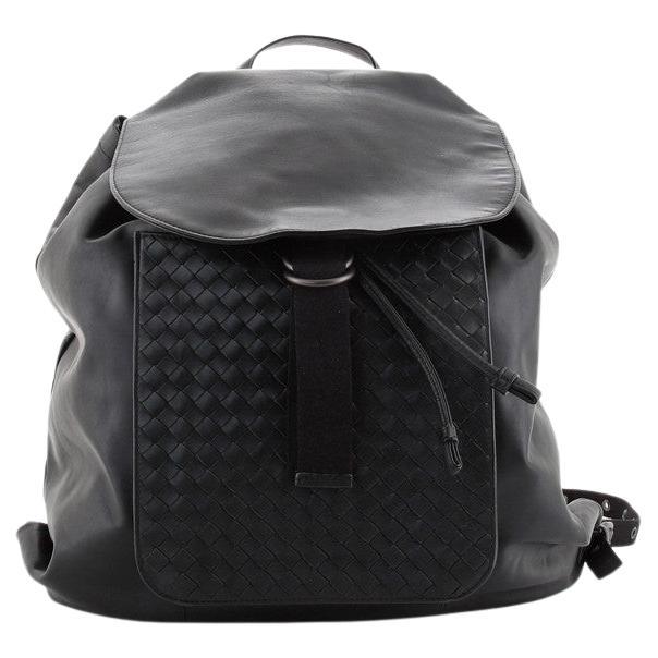 Bottega Veneta Vintage Black Intrecciato Leather Mini Backpack at ...