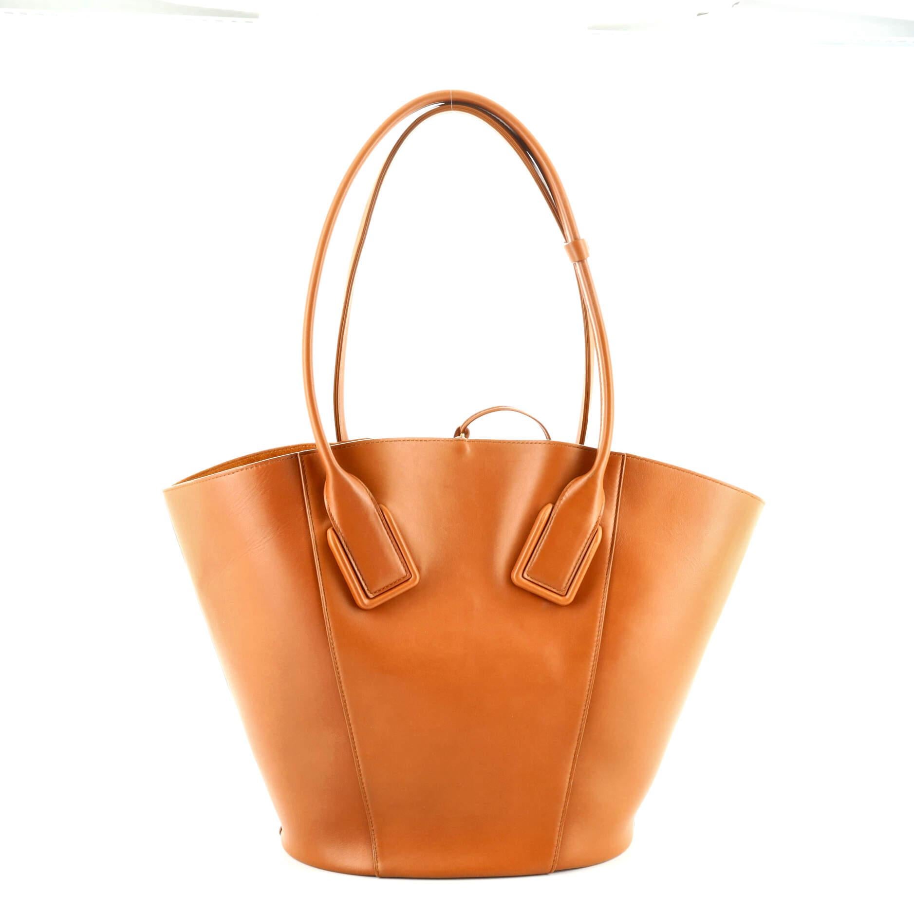 Orange Bottega Veneta Basket Tote Leather Large