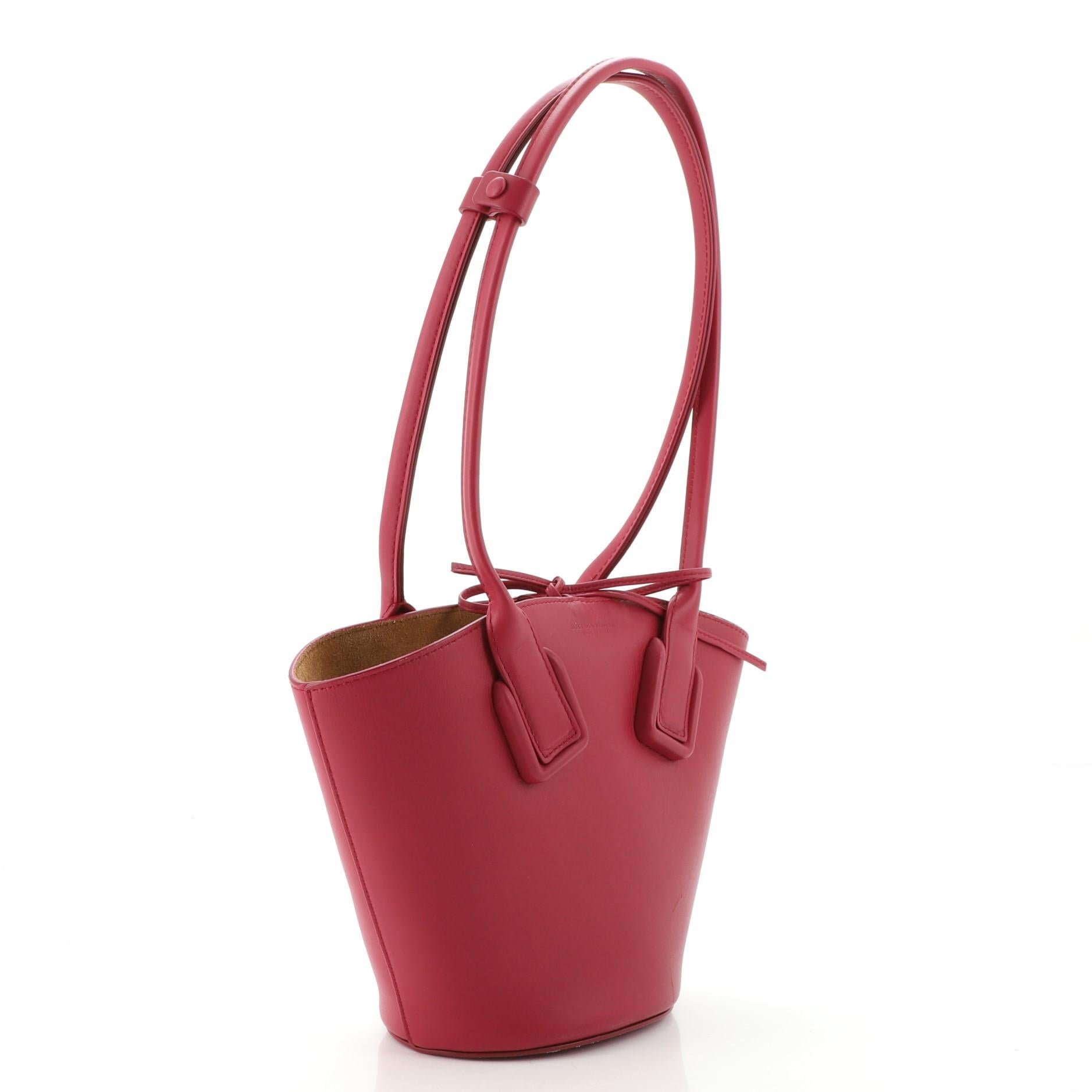 Red Bottega Veneta Basket Tote Leather Small