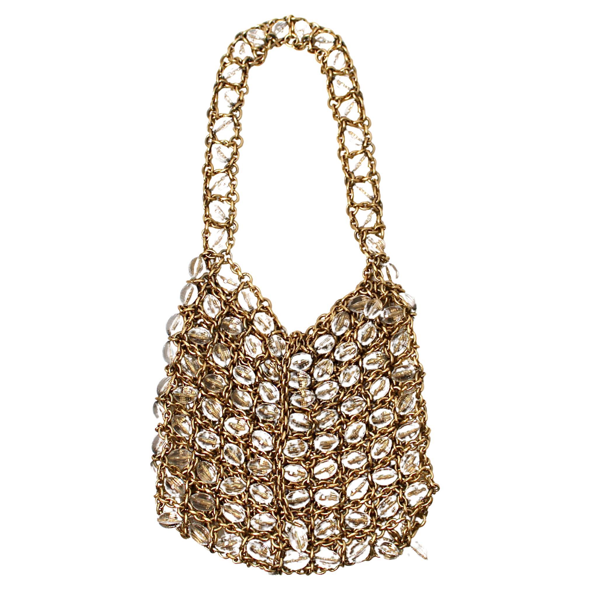 Bottega Veneta Beaded Gold-Tone Chain Mail Handbag