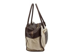 Bottega Veneta Beige & Brown Canvas Tote Bag