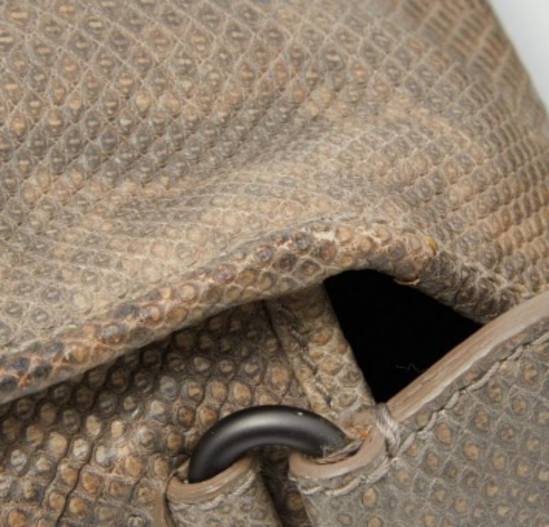 Bottega Veneta Beige/Brown Karung Leather Gardena Messenger Bag en vente 4