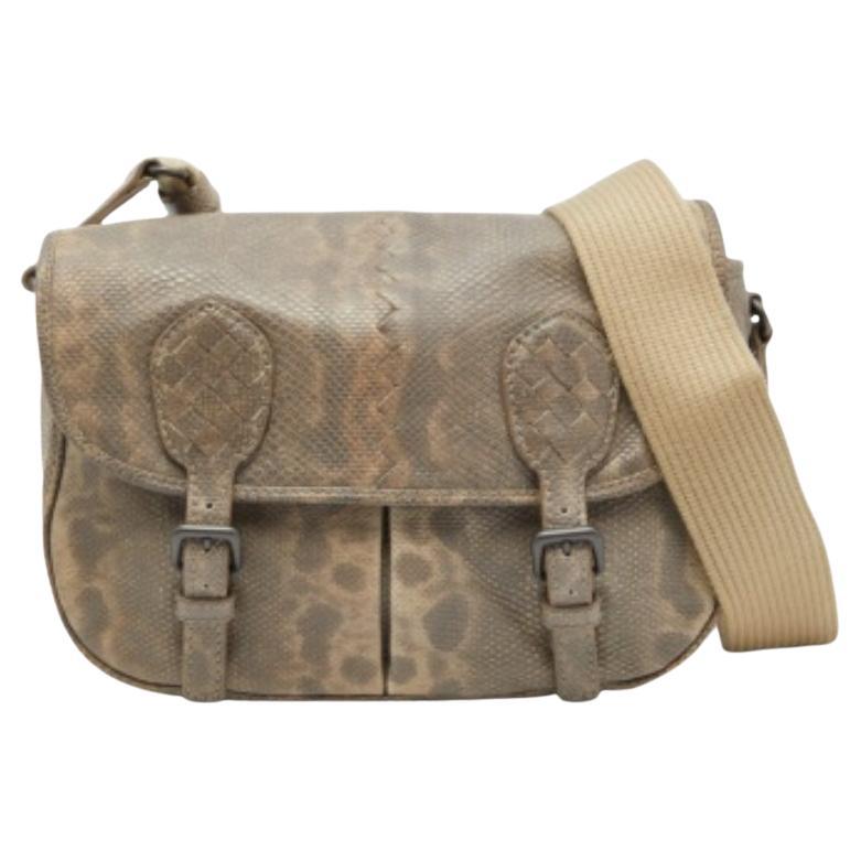 Bottega Veneta Beige/Brown Karung Leather Gardena Messenger Bag