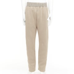 BOTTEGA VENETA beige contrast waistband elastic jogger pants IT48 M