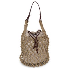 BOTTEGA VENETA beige cotton 2024 SALINA MACRAME Bucket Bag