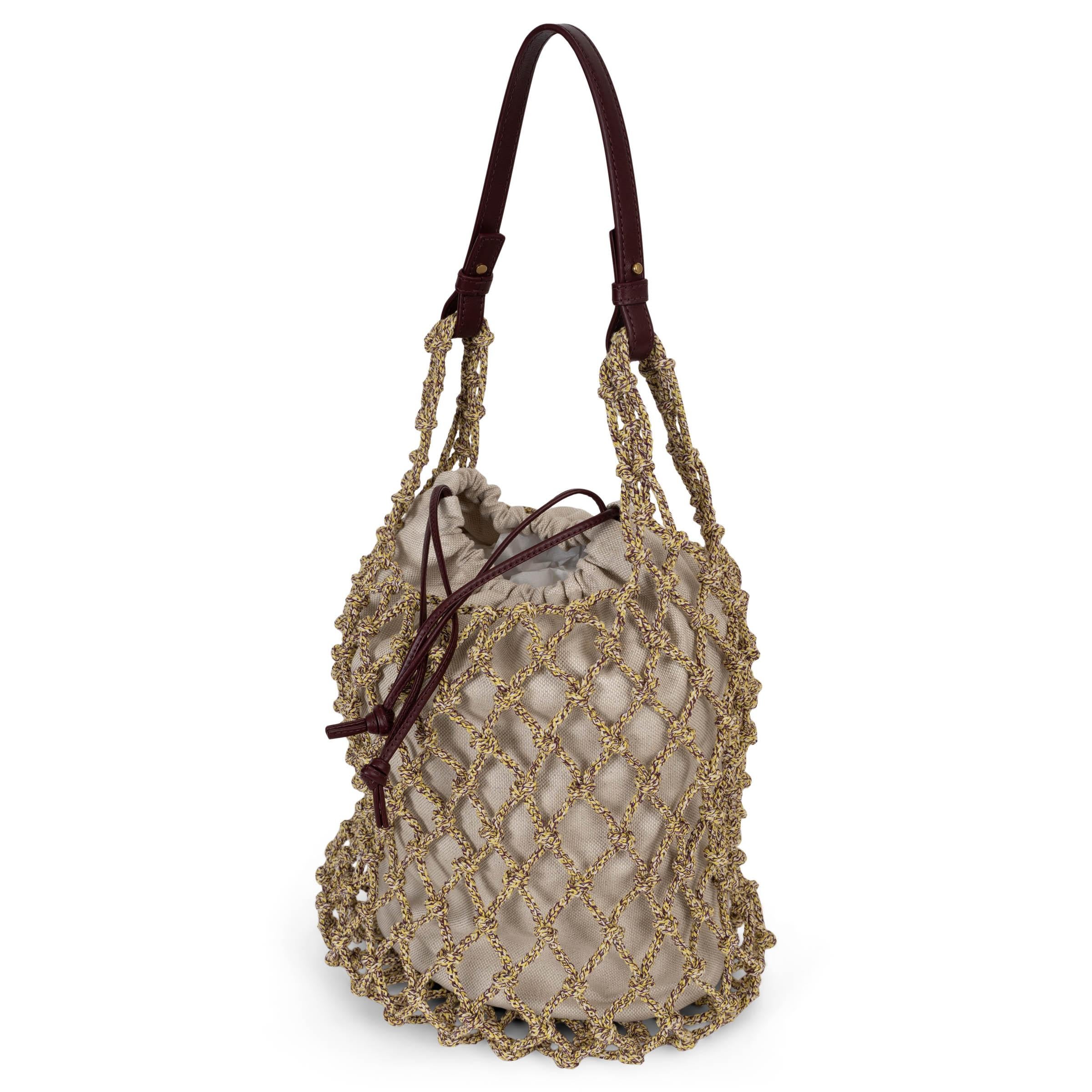 BOTTEGA VENETA beige Baumwolle 2024 SALINA MACRAME Beuteltasche (Beige) im Angebot