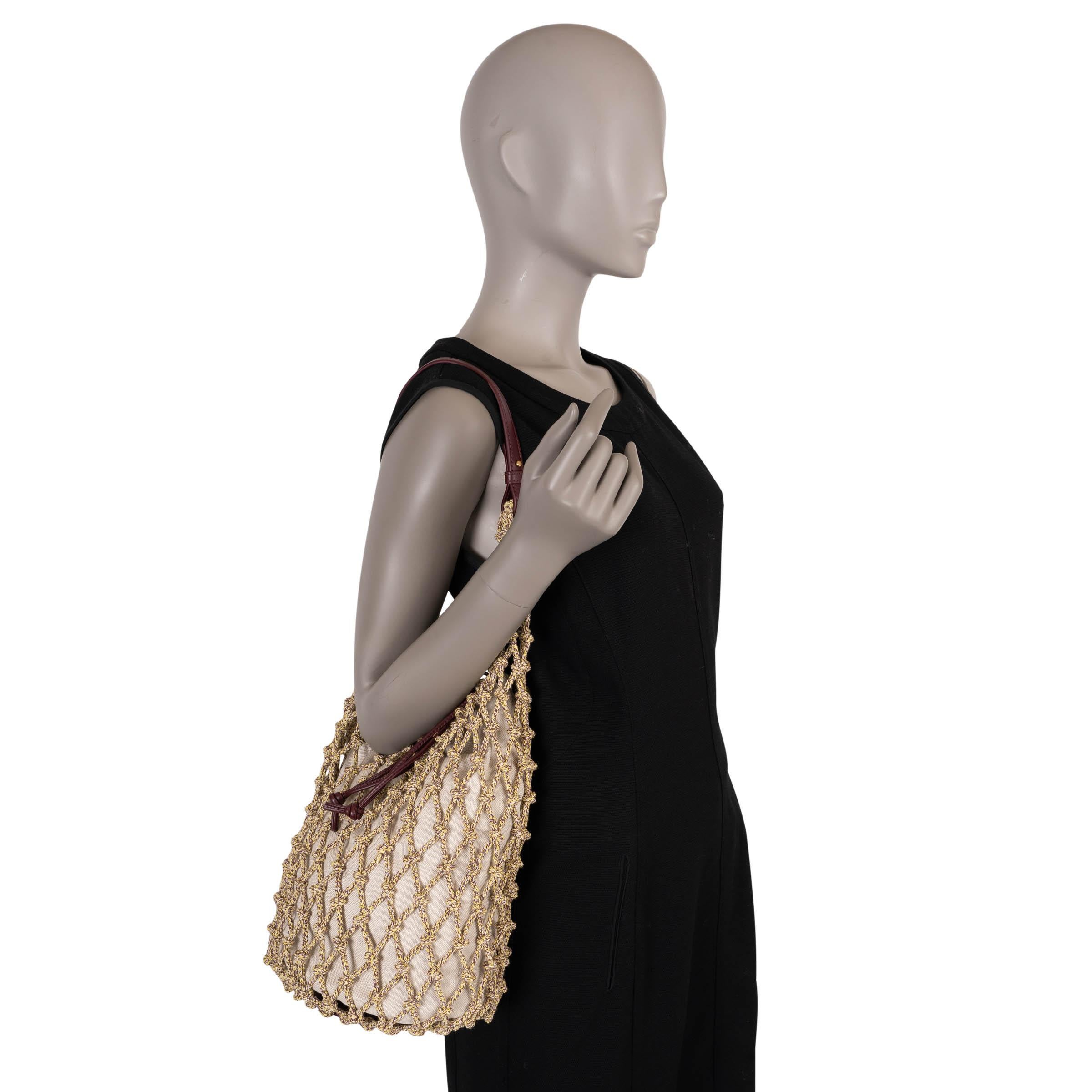 BOTTEGA VENETA beige Baumwolle 2024 SALINA MACRAME Beuteltasche im Angebot 3