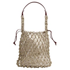 BOTTEGA VENETA beige cotton 2024 SALINA MACRAME Bucket Bag