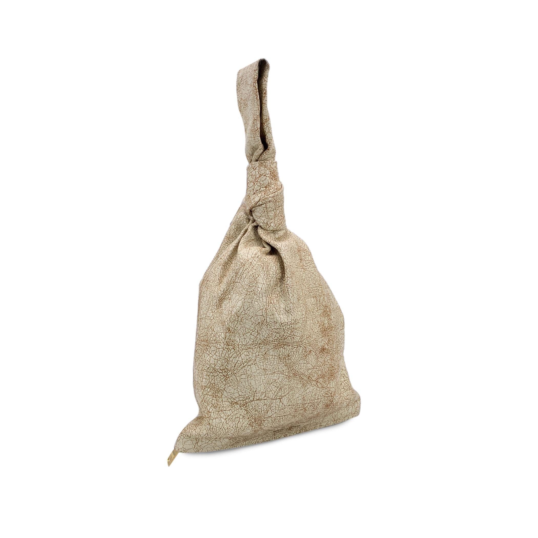 Bottega Veneta Beige Eggnog Leather Twist Knot Handbag Clutch Bag In Excellent Condition In Rome, Rome