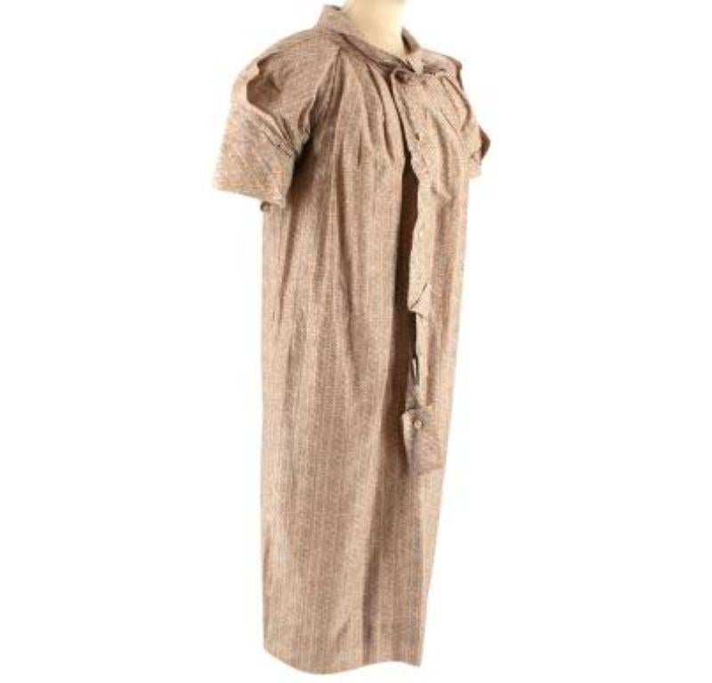 Bottega Veneta Beige Floral Cotton & Silk Button Down Midi Dress In Excellent Condition For Sale In London, GB